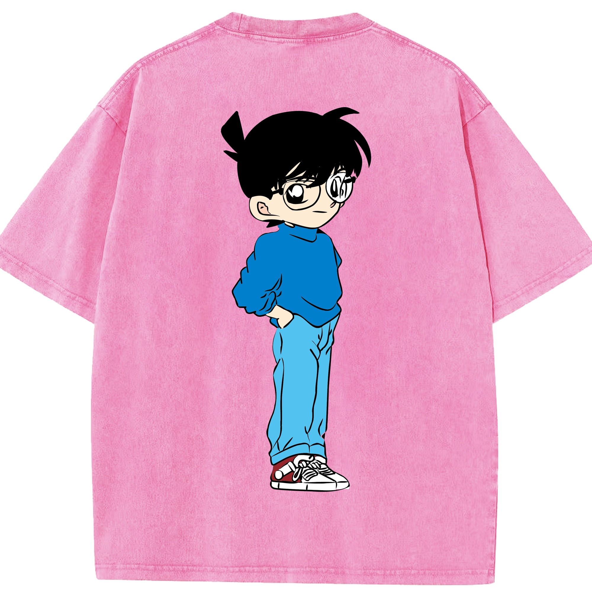 （画像用） 名探偵コナン 江戸川 コナン Detective Conan Conan Edogawa 綿100% ヴィンテージ風 半袖Tシャツ（背面プリント）